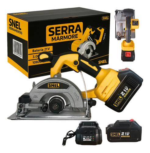 Serra Mármore Sem Fio A Bateria Portátil Recarregável Amarelo Profissional 125mm 3 Velocidades 21v Snel Ferramentas