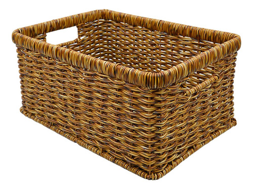Cesta De Almacenamiento De Ratán Cesta De Oscuro 34x24x14cm