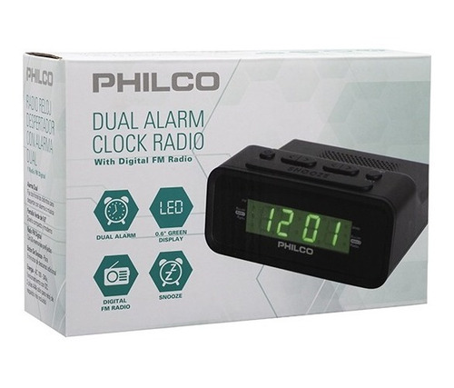 Radio Reloj 1006gr Philco Negro 