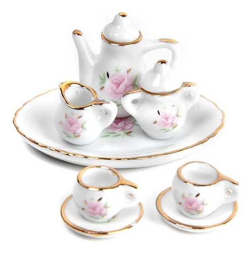 Magideal 8pcs Casa De Muñecas Miniatura Vajilla Porcelana Té