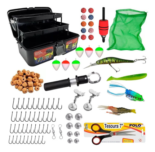 Kit De Pesca Com Iscas Maleta E Acessorios