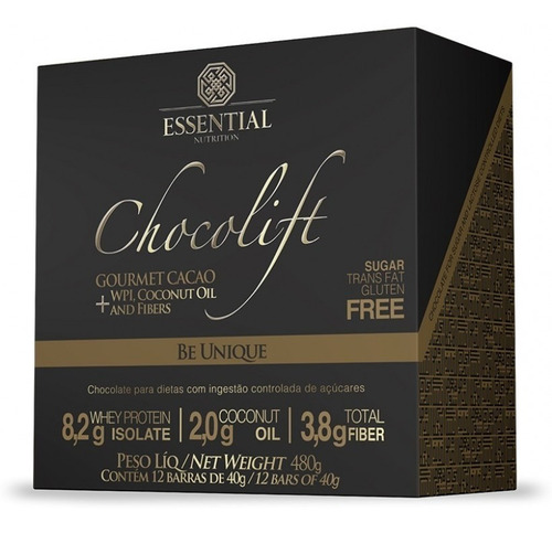Caixa De Chocolift Com 12 Barras De 40g Essential Nutrition Sabor Chocolate