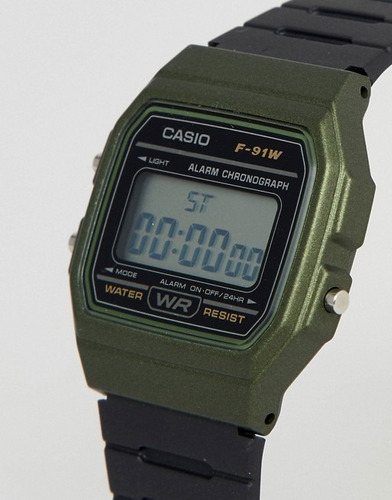 Reloj Pulsera Digital Casio F-91 Con Correa De Resina Color Negro