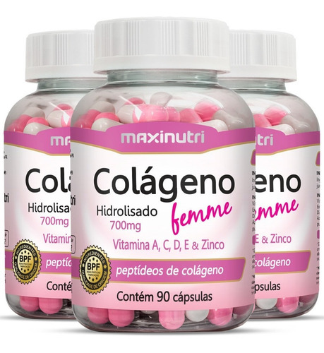 Imagem 1 de 4 de Colágeno Hidrolisado Femme + Vitaminas A, C, D, E Com 270cps