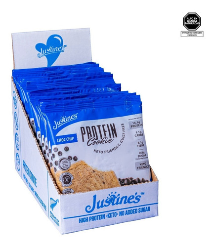 Caja De Barras Proteicas Justine's Protein Cookies X12 Und