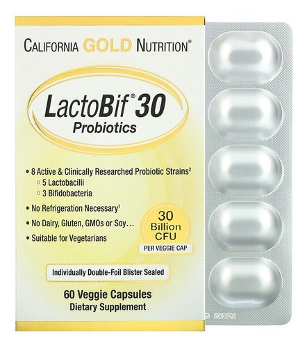 Probióticos Lactobif, 30 Mil Millones Ufc, 60 Cáps Vegetal Sabor Sin Sabor