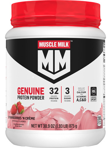 Muscle Milk Protena En Polvo Autntica, Fresa 'n Creme, 1.93