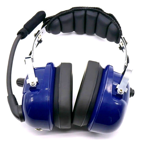 Headset Fone Piloto Aviao Cirrus Cessna Embraer Piper Maule Cor Azul-marinho Luz Azul-escuro