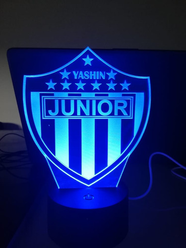 Escudo Junior De Barranquilla 9 Estrellas Lampara Led Negra | Envío gratis