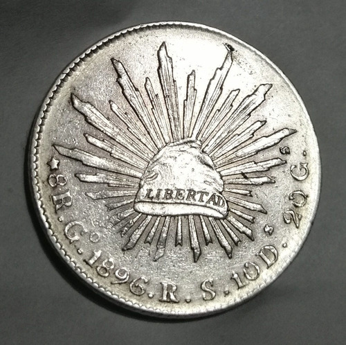 Moneda 8 Reales Guanajuato Plata 1896 Libertad   