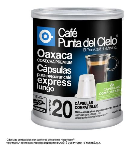 Café Punta Del Cielo Cápsulas Express Region Oaxaca, 20 Pzs