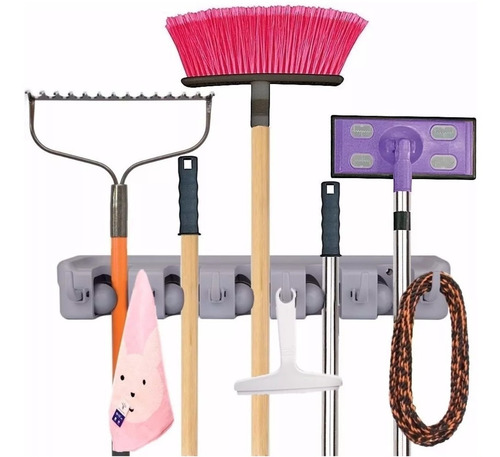 ¡ Organizador Multiusos Colgador Útiles De Aseo 5 Escobas !