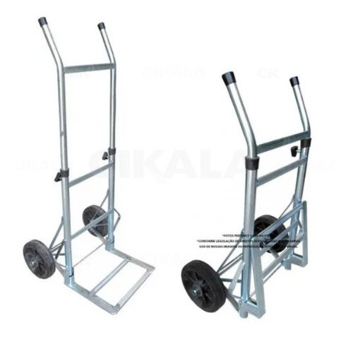 Carrinho Dobravel Galvanizado 150kg Rodas Borracha Maciça 8 