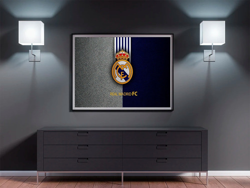 Poster Real Madrid Con Marco Decorativo Negro 66cm X 96cm