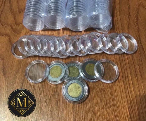 20 Capsulas De Acrílico Para Monedas De 5 Pesos 26mm