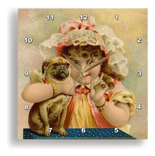 Impresión 3drose De La Chica Victoriana Que Sostiene Pug Dog