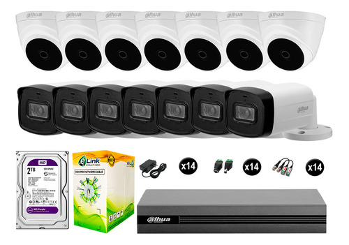 Cámaras Seguridad Kit 14 1080p + Disco 2tb 40m Largo Alcance