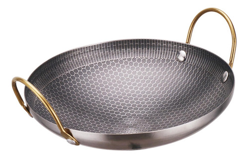Panela Wok De Aço Inoxidável Texturizado Favo 8 Polegadas