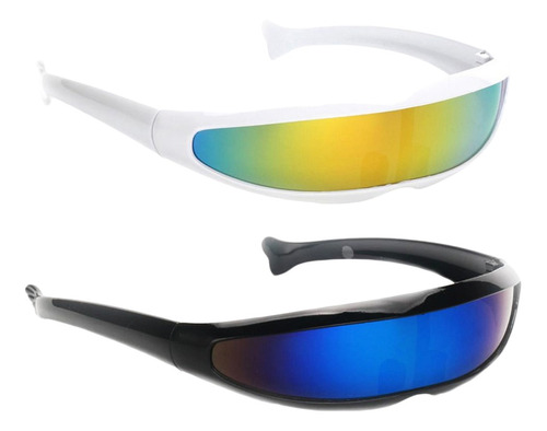2x Novedad 80s Futuristic Sunglasses Monoblock Gafas Eyewear