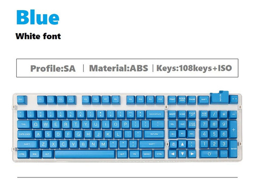 Kit De Teclas De Perfil Sa 108 Teclas Letras Blancas Azules