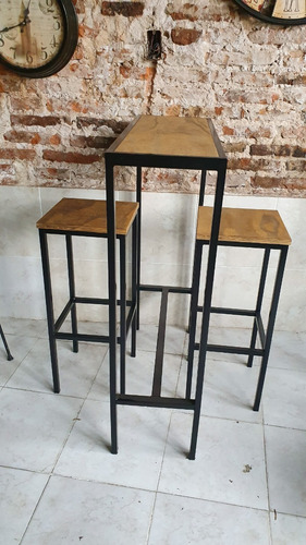Imagen 9 de 10 de Mesa Barra Desayunador 80x30x105cm + 2 Taburetes 30x30 Bar