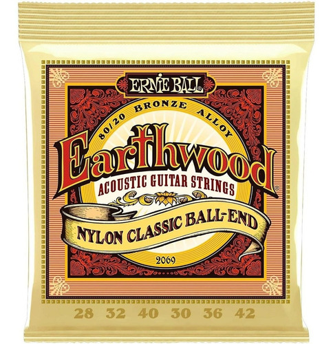Ernie Ball 2069 Earthwood 80/20 Bronze Folk Nylon Ball End