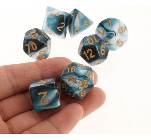 6 X 7 Piezas De Acrílico Poliédrico Dados Favores De Azul