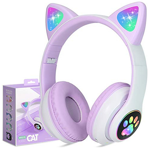 Auriculares Inalámbricos Cat Ear Led Light Up Bluetoot...