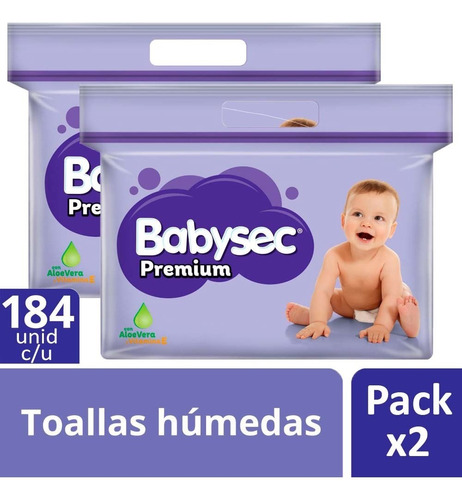 Pack X 2 Toallas Humedas Babysec Premium X 184