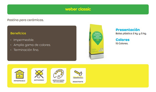 Pastina Weber Classic 5kg Color Nieve Cerámicas