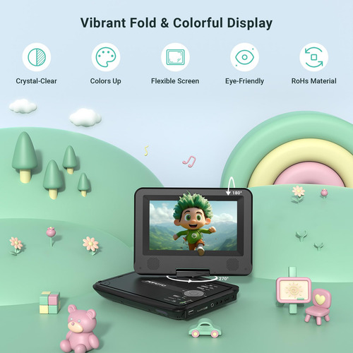 Reproductor De Dvd Portátil Pofoto De 9,5 Pulgadas Para Niño