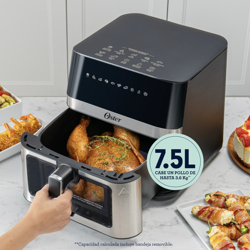 Freidora Aire Digital 7.5l Oster 10 Programas Ckstaf75wdssdf