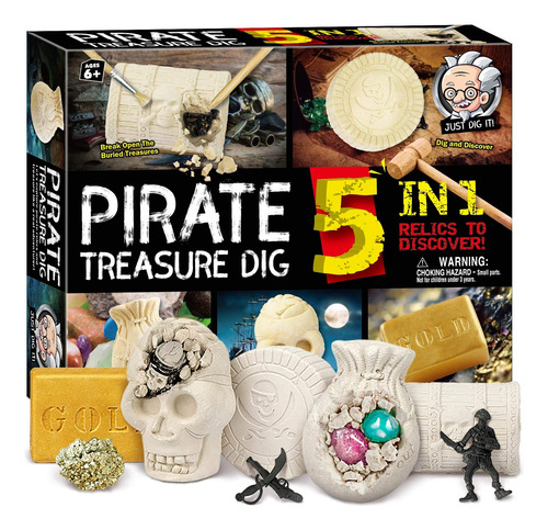 Xx Juguetes - Kit De Excavación De Tesoros Piratas, 5 Ladr.