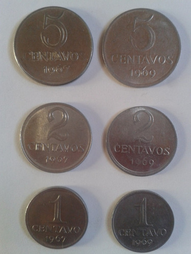 1 * 2 * 5 Centavos 1967 - 1969 Brasil L11