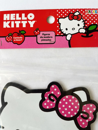 Luminária de parede de madeira pintada Hello Kitty. Kreker