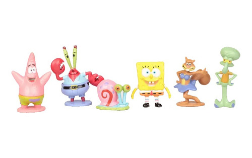 Kit Miniaturas Bob Esponja Patrick Lula Siriguejo Sandy Gary