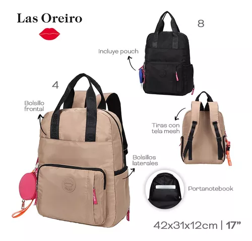 Mochila Las Oreiro Porta Notebook Mujer Original Grande