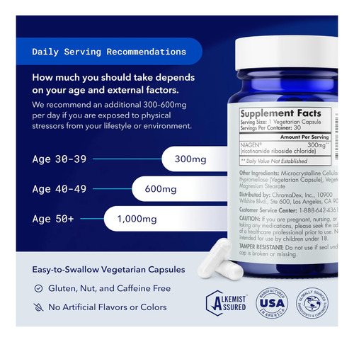 Tru Niagen 100mg Introductor Nad+ Boosting Suplemento Hrds3