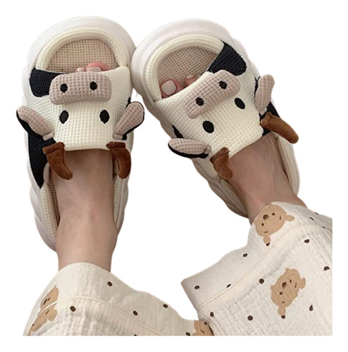 Pantuflas Vaca Cómodas, Suaves Y Ligeras De Felpa Para Mujer