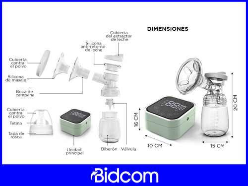 Extractor Leche Materna Kit Doble Automatico Pantalla Lcd