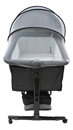 Cuna Para Bebe De Doblae Soporte Con Mosquitero Gris Oscuro