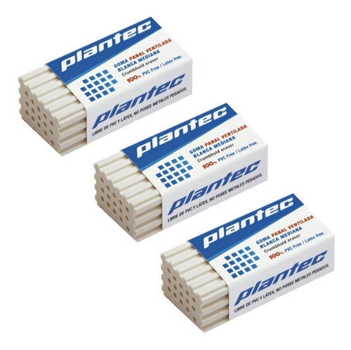 3 Goma Plantec Panal Ventilada Blanca Borrar Lapiz Crumbhold