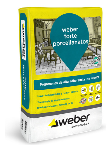 Weber Porcelanato Grandes Piezas Forte X 25 Kg