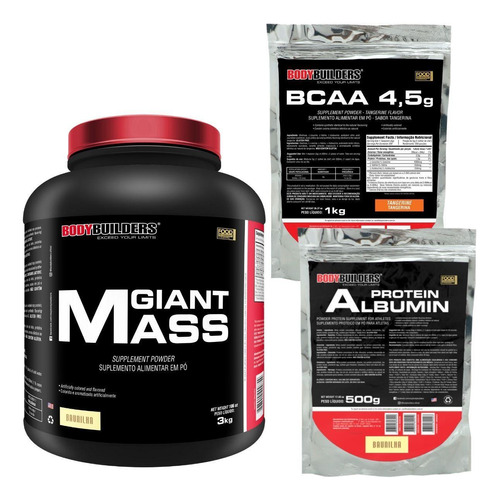 Kit Giant Mass + Albumina Protein +bcaa 1kg - Bodybuilders