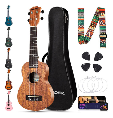 Ukelele Aodsk Soprano De 21 Pulgadas Para Principiantes Con