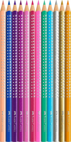 12 Lápices De Colores Sparkle+estuche Metálico Faber Castell