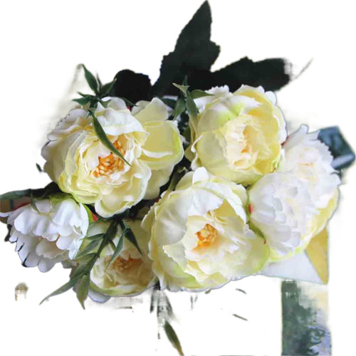 Florero Con Forma De Ramo De Rosas Artificiales, Seda Y Peon
