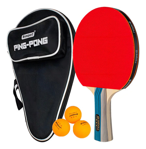 Raquete Ping Pong De Tenis De Mesa Profissional C/raqueteira Cor Case Preta Tipo De Cabo Fl (côncavo)