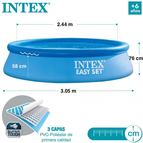 Alberca Inflable Redonda Intex Easy Set 305cm X 76cm 3853l