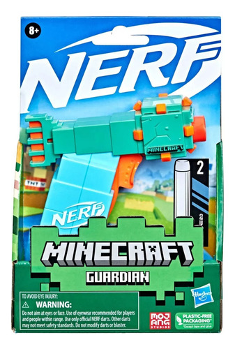 Nerf Minecraft Microshots Guardian Blaster Pistola De Dardos